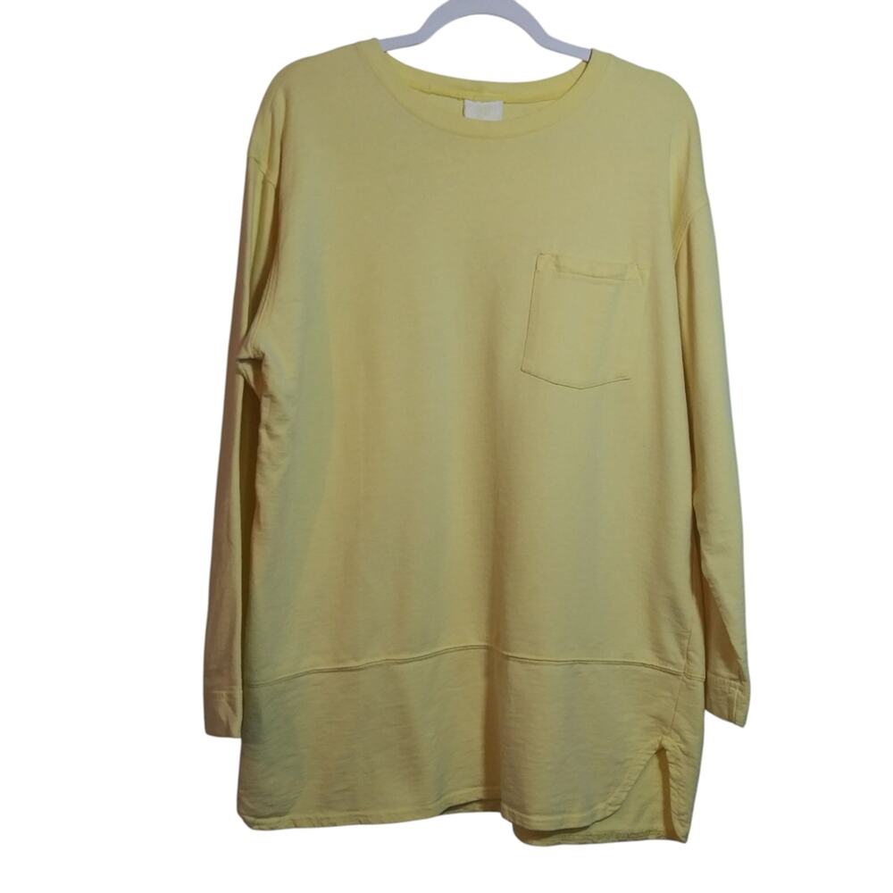 Hot Cotton Butter Yellow Long Sleeve Crew Neck Sweatshirt Size M